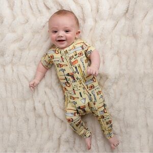 Little Bum Bums & Roses Nailed It Convertible Bamboo Pjs Tools One Piece 6-9M